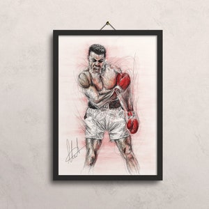 Cartel de Muhammad Ali, impresión De Muhammad Ali, cartel de boxeo, cartel de arcilla de Cassius, arte de pared de boxeo, cartel de Ali - A5, A4, tamaño A3
