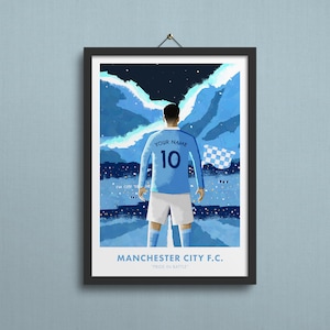 Manchester City Personalised Print, Manchester City FC, Manchester City Wall Art, Etihad Stadium, Man City Art Gift - A5, A4, A3 Size