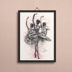 Ballet Poster, Ballet Print, Pink Ballet Poster, Ballet Gift, Dancing Poster, Ballerina Wall Art, Ballerina Poster - A5, A4, A3 Size