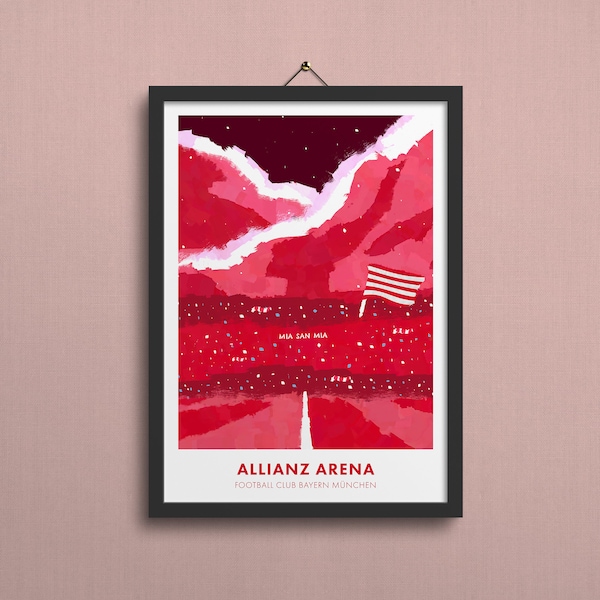 Bayern München Poster, Bayern München Druck, Bayern München Wandkunst, Allianz Arena, Bayern München Kunst Geschenk - A5, A4, A3 Größe