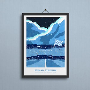Manchester City Poster, Manchester City Print, Man City Wall Art, Etihad Stadium, Man City Wall Decor, Man City Art Gift - A5, A4, A3 Size