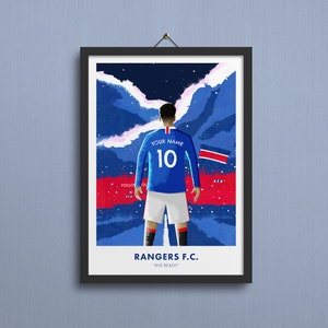 Rangers Personalised Print, Rangers FC, Custom Rangers Wall Art, Ibrox Stadium, Rangers Gift - A5, A4, A3 Size