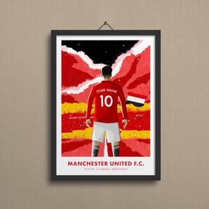 Manchester United Personalised Print, Manchester United FC, Man United Wall Art, Old Trafford, Man United Art Gift - A5, A4, A3 Size
