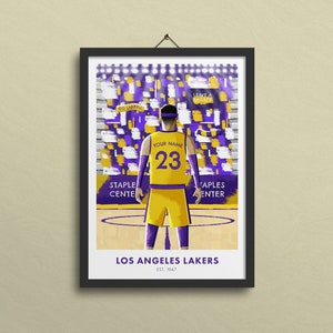 Los Angeles Lakers Personalised Print, LA Lakers, LA Lakers Wall Art, Staples Center, LA Lakers Art Gift - A5, A4, A3 Size