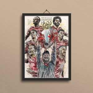 Liverpool Premier League Champions Poster, Liverpool Print, Liverpool Wall Art, Liverpool Wall Decor, Liverpool Art Gift - A5, A4, A3 Size