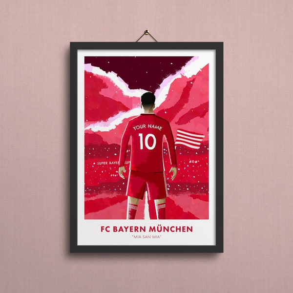 Bayern München Personalisierter Druck, FC Bayern München, Bayern München Wandkunst, Allianz Arena, Bayern München Wanddekoration - A5, A4, A3 Größe