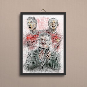 Manchester United Legends Poster, Manchester United Wall Art, Football Print, Man United Art Decor, Manchester United Art, Bedroom Art Print