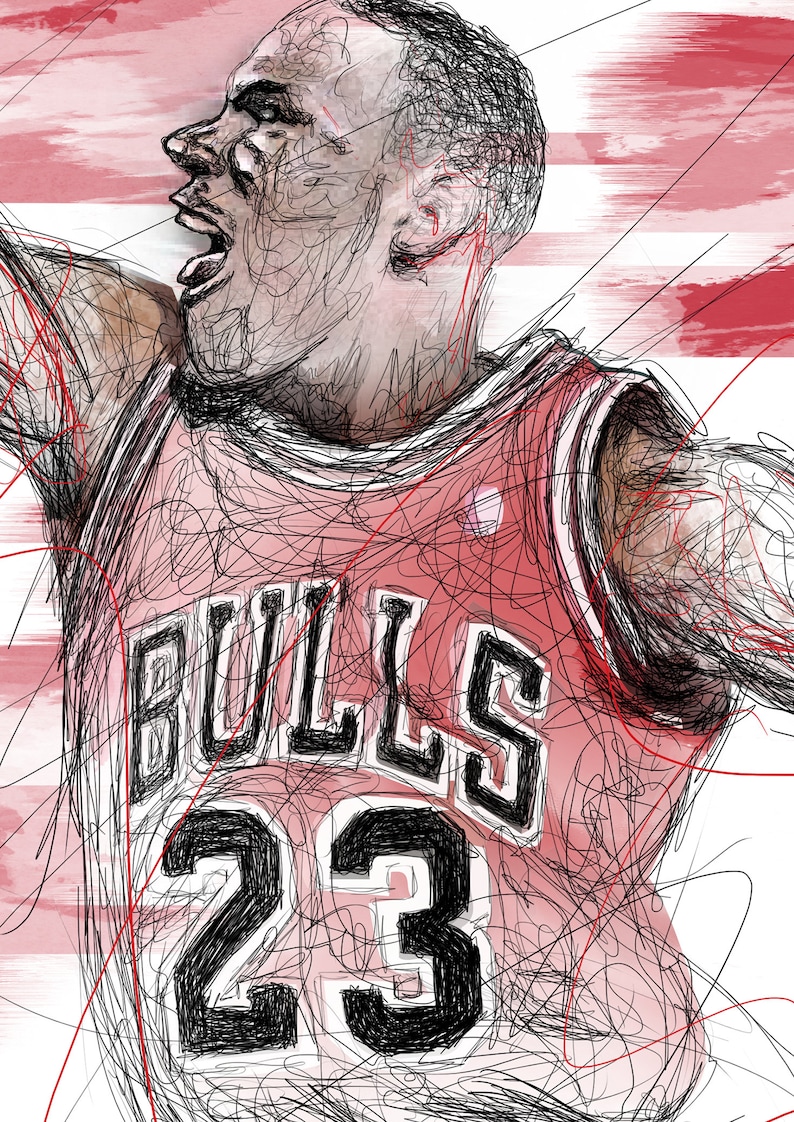 Michael Jordan Print Michael Jordan Poster Basketball Art Etsy