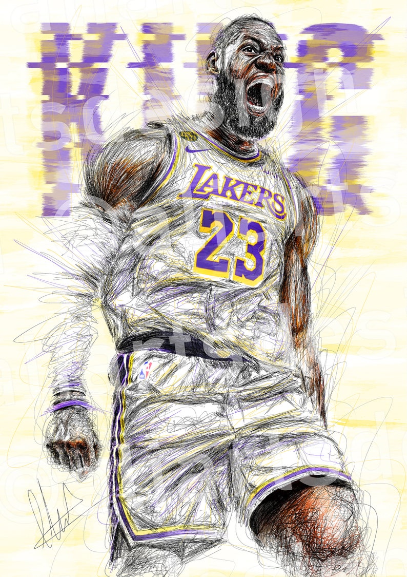 Lebron James Wall Art Lebron James Poster Basketball Art Etsy