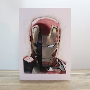 Cartão de felicitações do Ironman, cartão de felicitações da Marvel, cartão de agradecimento, cartão de felicitações dos Vingadores, cartão de aniversário (com envelope) - A6 4,1 x 5,8 polegadas