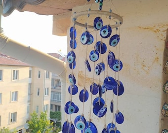 Boze vooravond kralen windgong, Evil Eve tuin hangend decor, windgong, hangend decor, Boze oog