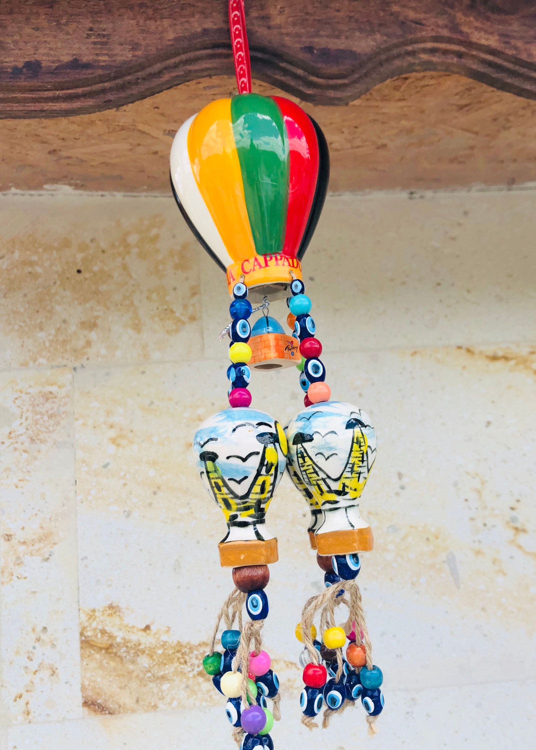 Hot Air Balloon Ceramic Wall Hanging Ceramic Wind Chime Etsy