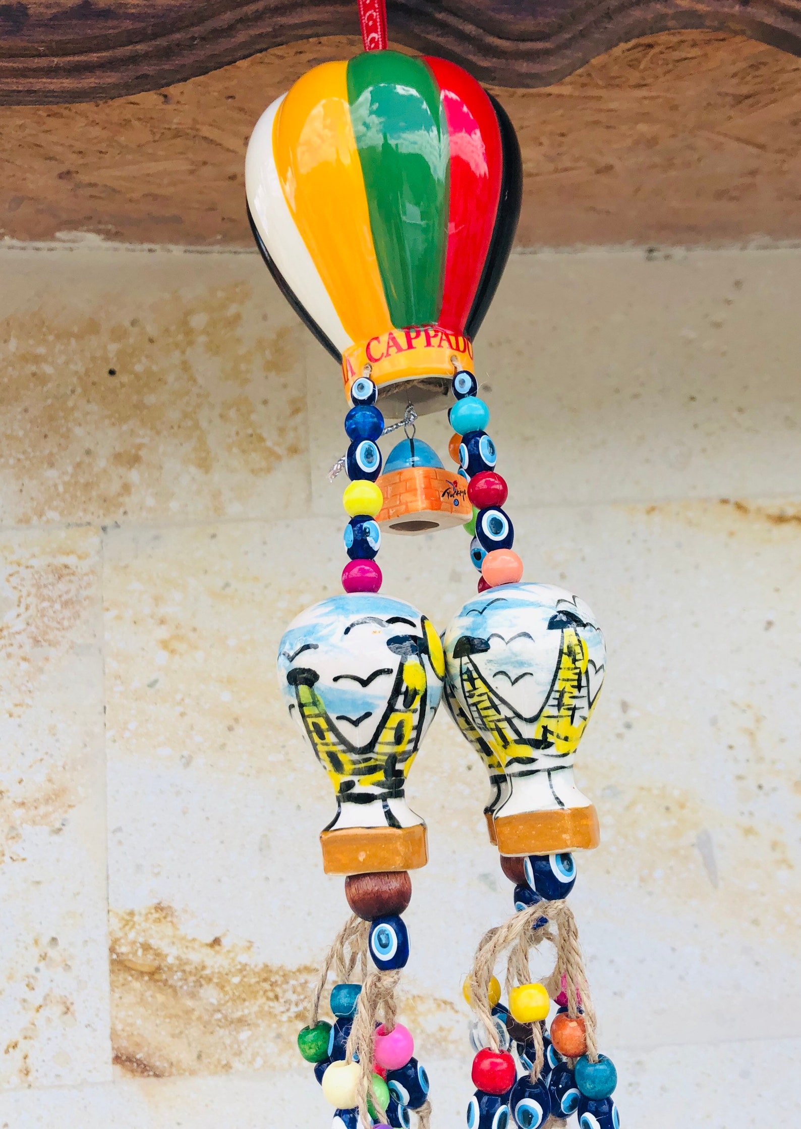 Hot Air Balloon Ceramic Wall Hanging Ceramic Wind Chime Etsy