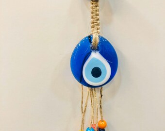 Evil Eye Wall Hanging, Blue Evil Eye Decor, Turkish Evil Eye