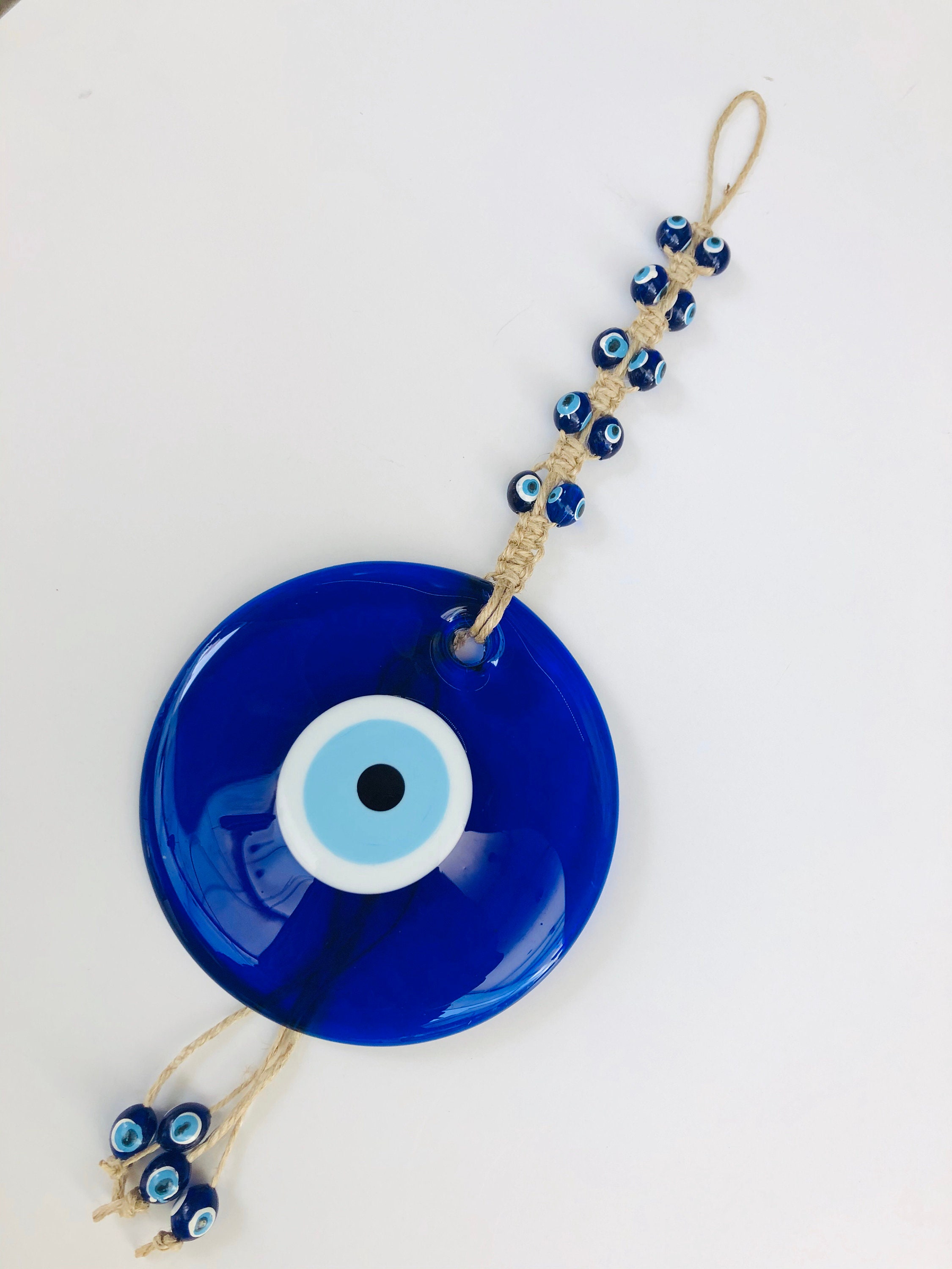 Big Glass Evil Eye Bead Wall Hanging, Evil Eye Protection, Turkish Evil Eye, Blue Evil Eye Home