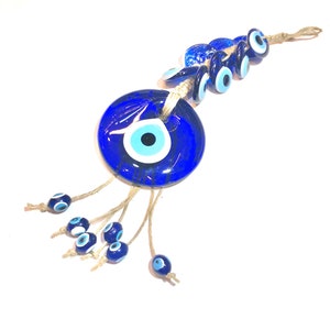 Evil eye wall hanging, Evil eye charm, Macrame wall hanging, Blue evil eye bead, Evil eye protection, Turkish evil eye, Nazar boncuk