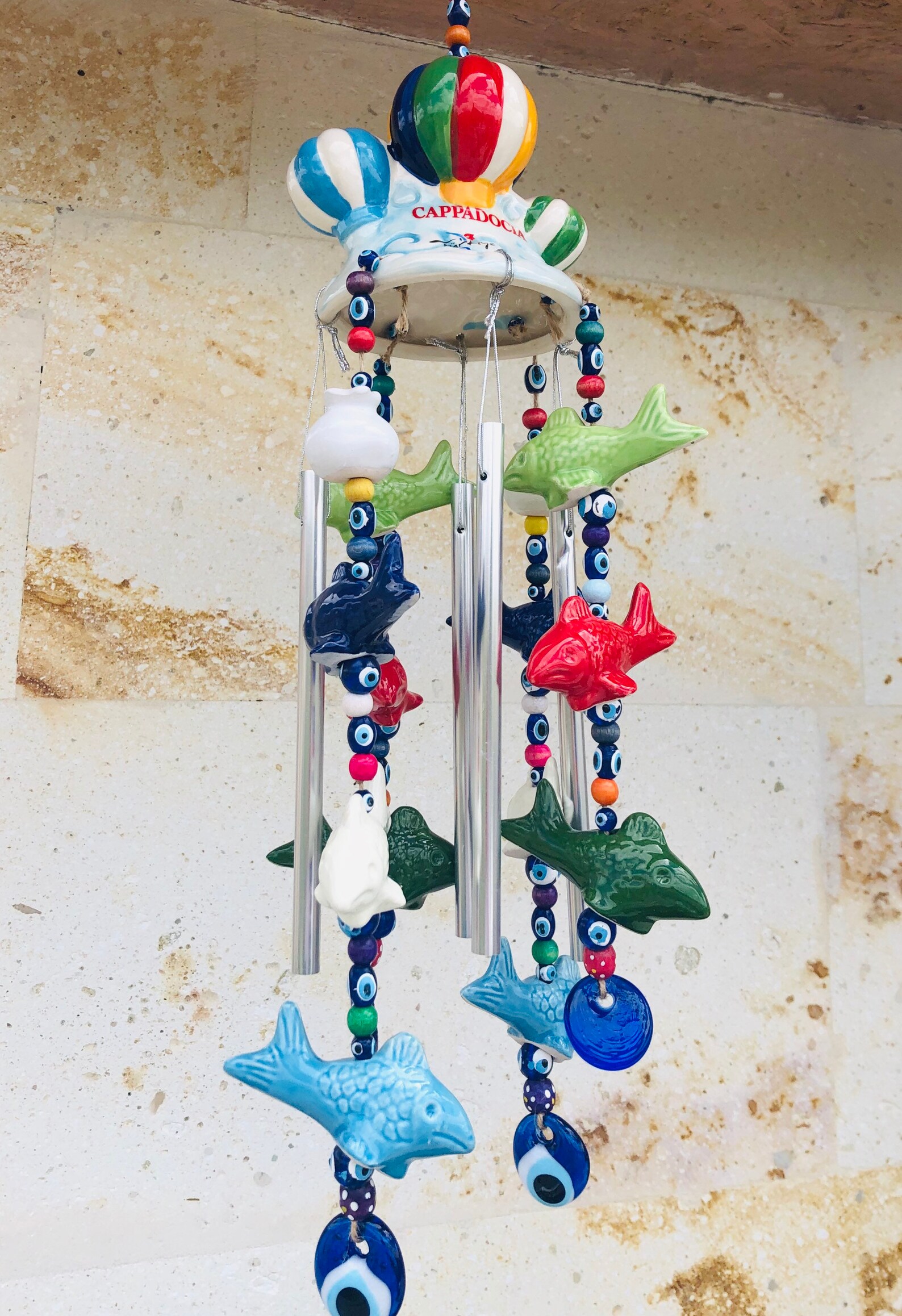 Fish and pomegranate Wind chimes Ceramic Wind Chime Clay Etsy