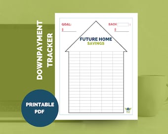 Home Downpayment Future Home Savings Goal Tracker Colorable Printable - by HowToFIRE
