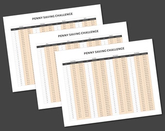 Penny Saving Challenge - 365 Day Tracker Sheets Printable - Daily Monthly Savings Tracker