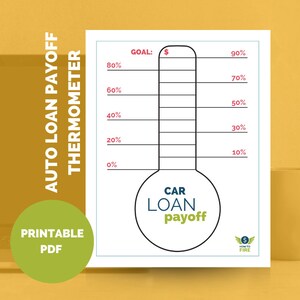 Car Loan Debt Payoff Goal Thermometer Colorable Tracker Printable - by HowToFIRE