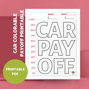Tracker colorabile stampabile per obiettivo di rimborso del debito del prestito auto per auto - di HowToFIRE