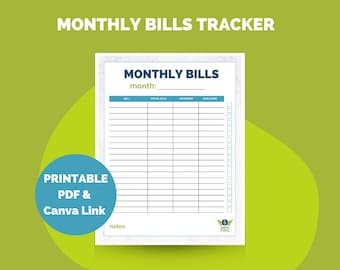 Monthly Bill Payment Expense Tracker Checklist Printable - by HowToFIRE