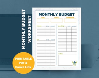 Monthly Budget Tracker Budgeting Income Bills Expenses Customizable Printable - by HowToFIRE