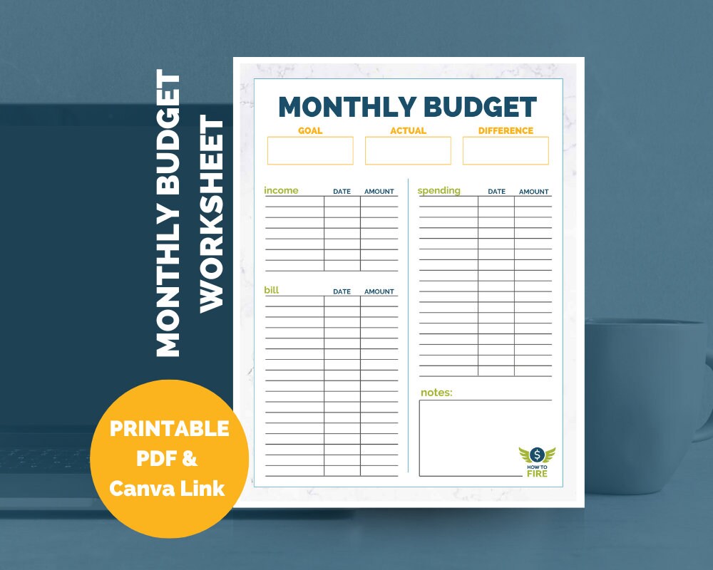 Monthly Budget Tracker Budgeting Income Bills Expenses Customizable  Printable - by Howtofire - Etsy
