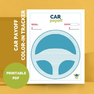 Car Auto Loan Debt Payoff Goal Steering Wheel Colorable Tracker Printable - by HowToFIRE