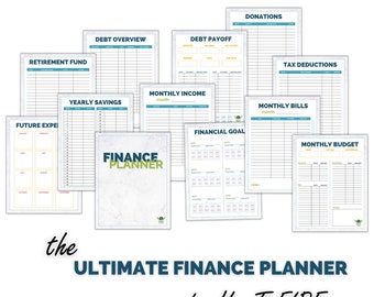 Finance Planner 12-Page Budget Income Bills Expenses Debt Savings Retirement Goal Tracker Bundle - by HowToFIRE