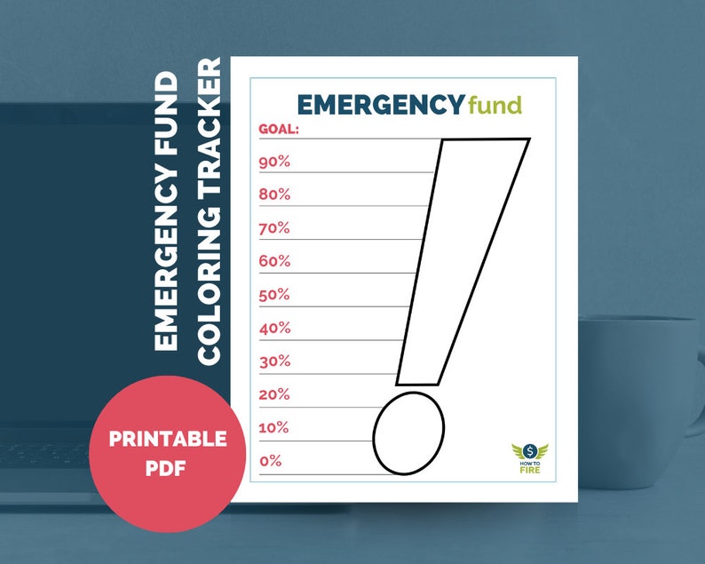 Emergency Fund Savings Goal Tracker Colorable Printable by HowToFIRE image 1