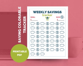 Weekly Savings Goal Tracker Colorable Money Shapes Printable - by HowToFIRE