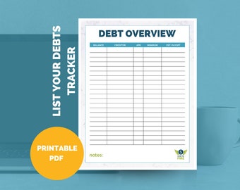 Debt Overview Worksheet Printable - by HowToFIRE