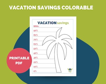 Vacation Savings Goal Travel Tracker Colorable Printable - by HowToFIRE