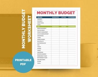 Monthly Budget Simple Tracker Printable - by HowToFIRE