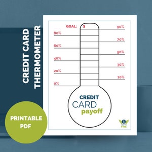 Termômetro de meta de pagamento de dívida de cartão de crédito rastreador colorido para impressão - por HowToFIRE