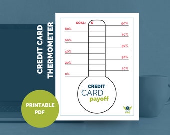 Termómetro de objetivo de pago de deuda de tarjeta de crédito Rastreador colorable Imprimible - por HowToFIRE