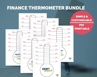 Debt Thermometer Colorable Tracker Printable BUNDLE PACK with BONUS Emergency Fund Goal Tracker - By HowToFIRE