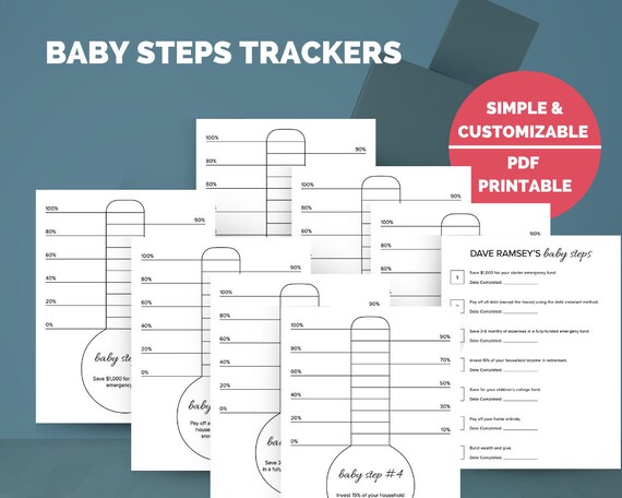 Dave Ramsey Baby Steps Tracker Thermometer Printables 8 Page - Etsy