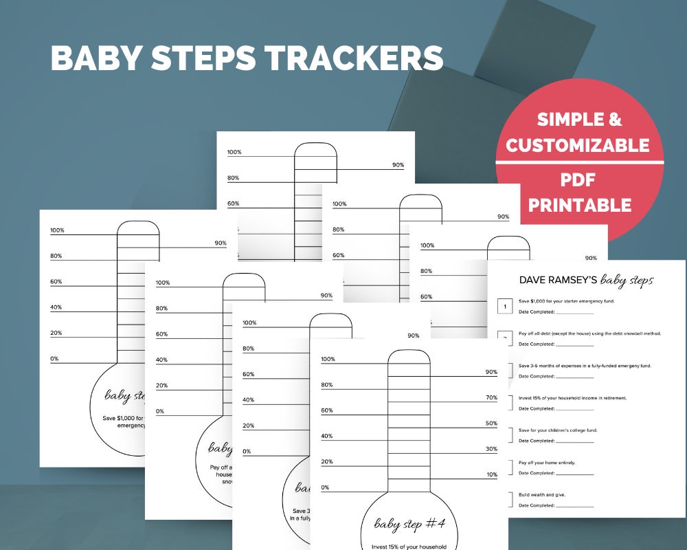 Dave Ramsey Baby Steps Tracker Thermometer Printables | 8 Page Bundle ...