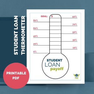 Student Loan Debt Payoff Goal Thermometer Colorable Tracker Printable - by HowToFIRE