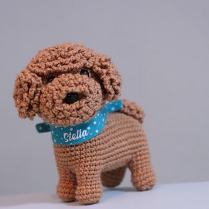 Amigurumi haakhondje, haakhondje, haakpuppy, haakpoedelhondje, handgemaakte amigurumi knuffelhond