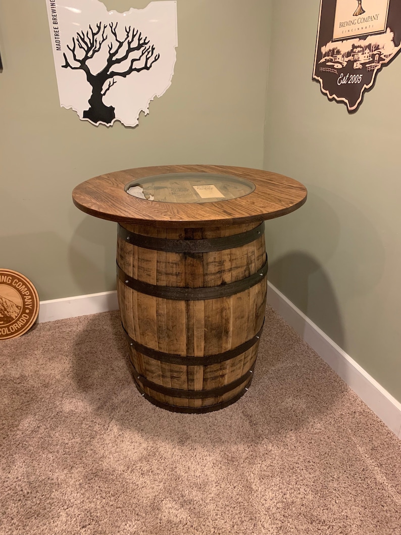 Custom Finished Bourbon Barrel Pub Table Etsy