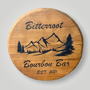 Custom Engraved Finished Bourbon Barrel Head