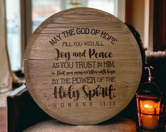 Custom Laser Engraved 15 Gallon Bourbon Barrel Head