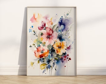Wildflower Colorful Art Digital Download Watercolor Flowers Print Watercolor Wildflower Poster Flower Watercolors Floral Printable Wall Art