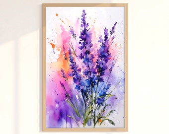Summer Lavender Watercolor Print Purple Lavender Poster Watercolor Botanical Wall Art Lavender Floral Decor Poster Lavender Digital Art