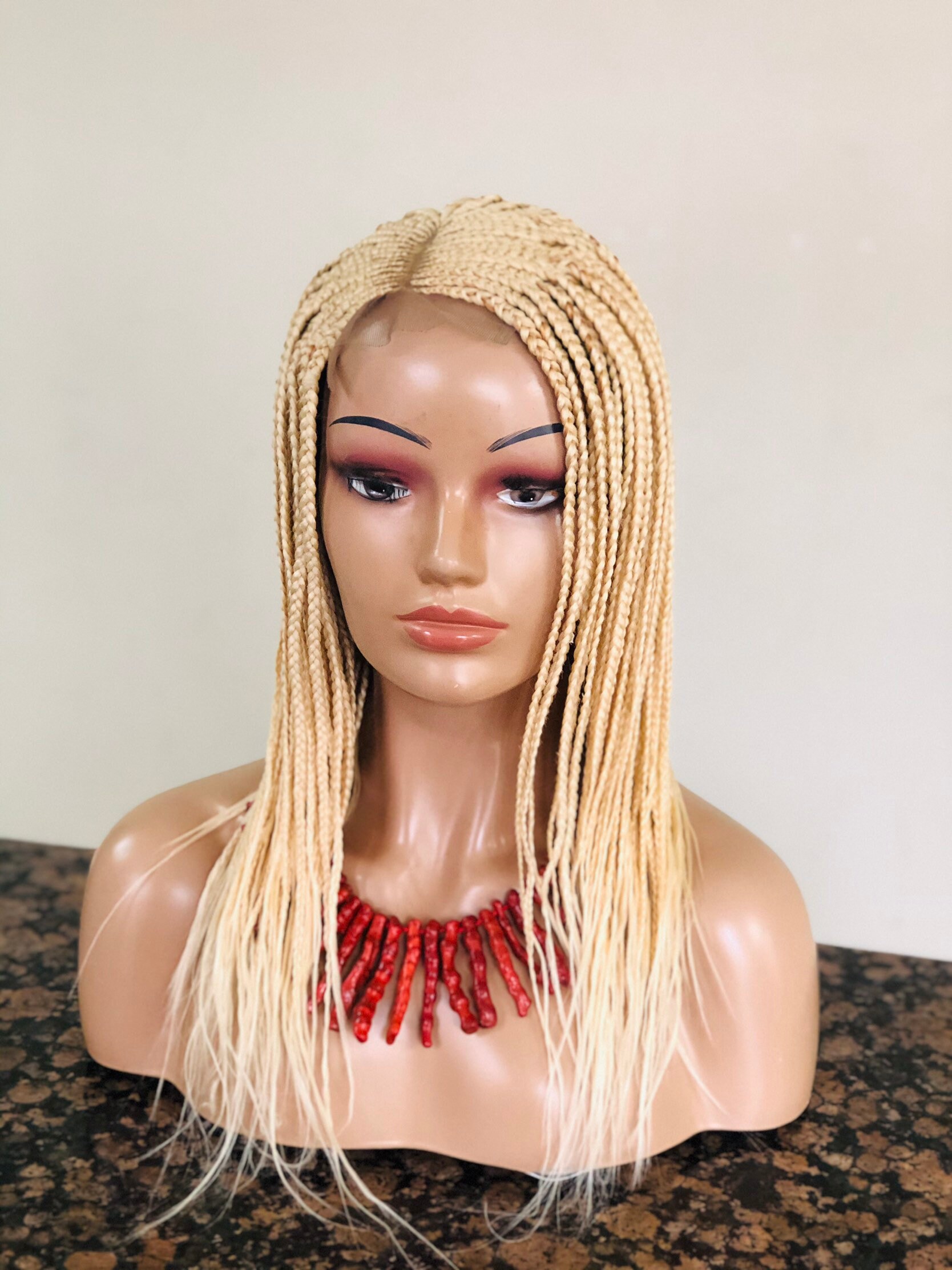 Braided wig. Box braids blonde wig.The length is 14inches. Etsy
