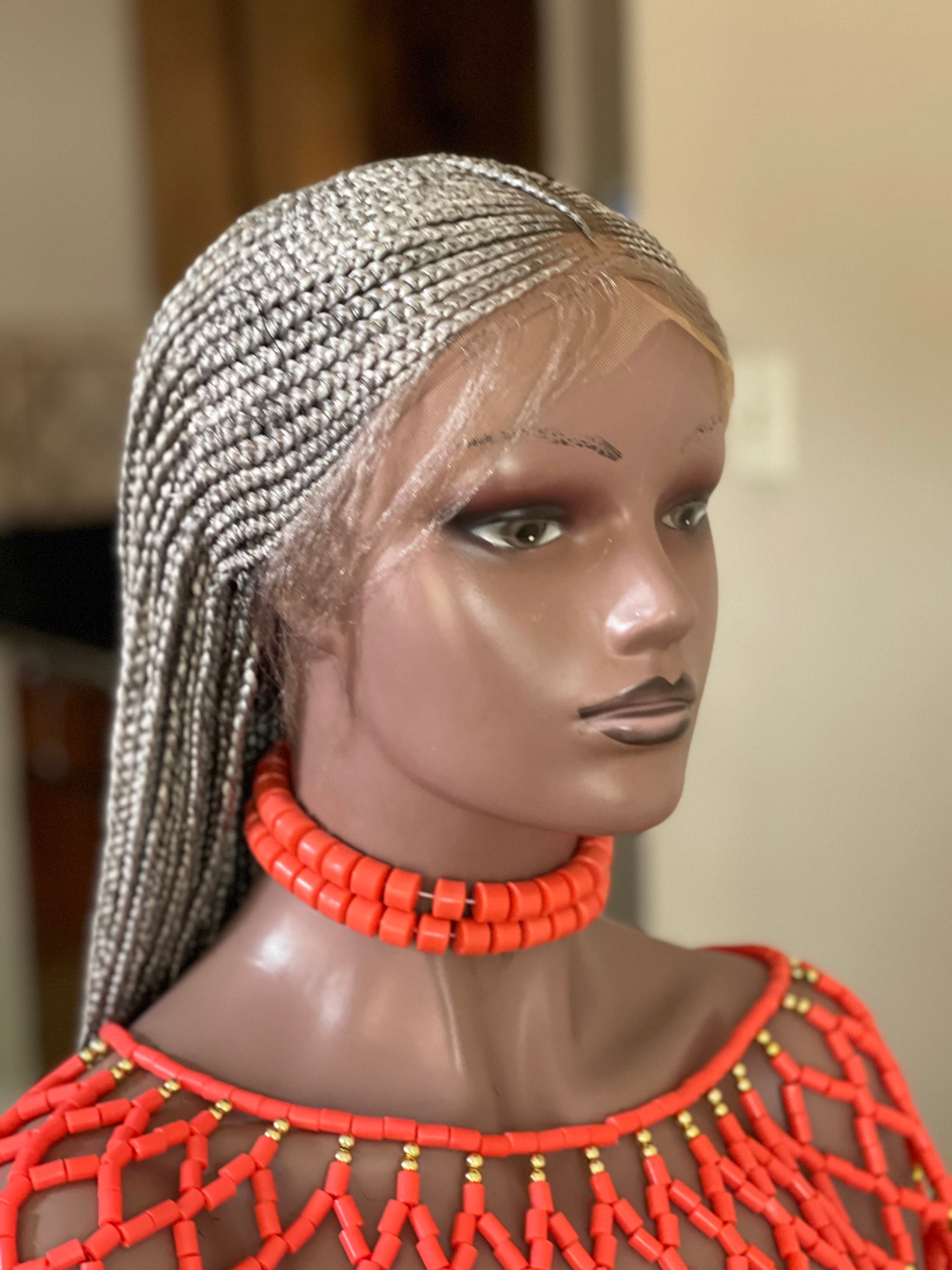 Braided wig. Silver wig. Cornrow wig. Length is 22inches. Etsy