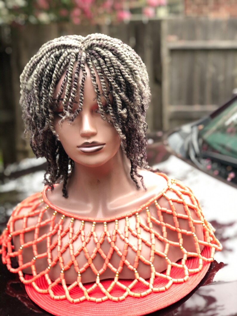 Braided mixed gray soft kinky wig.this is a light weight wig. Etsy